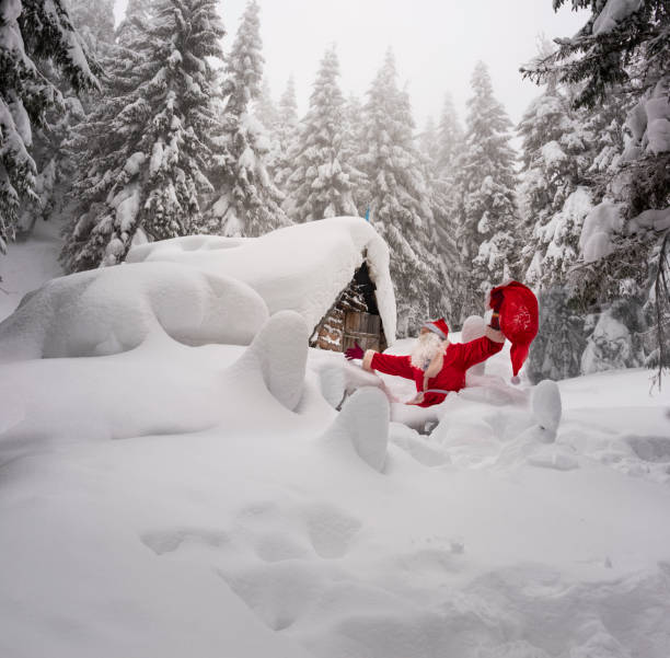 A serene winter landscape, with a small cabin nestled deep in the snowy woods. Snow-covered birch trees line the path leading to the cabin, their branches weighed down by the heavy snowfall. The scene is blanketed in soft white, creating a tranquil and quiet atmosphere, as if time has slowed down amidst the winter storm. The subtle contrast between the dark cabin and the bright snow highlights the remoteness and peacefulness of this winter retreat.