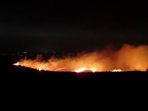 Studland / Godlingston Heath Fire 30th November 2021 Massive Heath Fire on the Godlingston Heath near Studland, Dorset, U.K. studland heath stock pictures, royalty-free photos & images