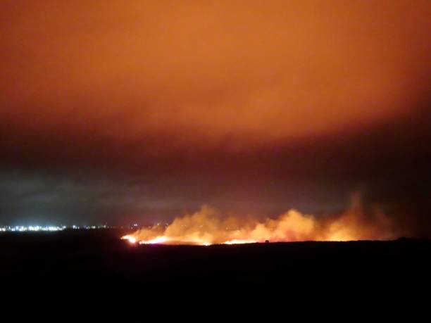 Studland / Godlingston Heath Fire 30th November 2021 Massive Heath Fire on the Godlingston Heath near Studland, Dorset, U.K. studland heath stock pictures, royalty-free photos & images