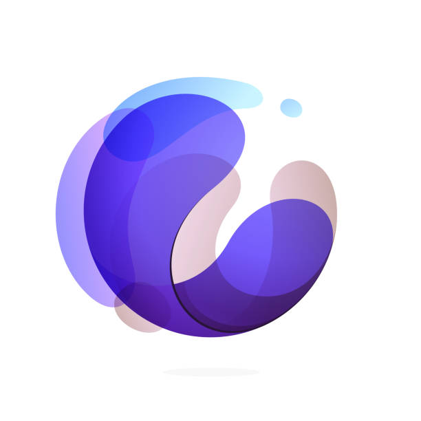 ilustrações de stock, clip art, desenhos animados e ícones de abstract sphere blue water logo. yin yang symbol. modern vector icon in a sphere with splashes. - splashing spray drop circle