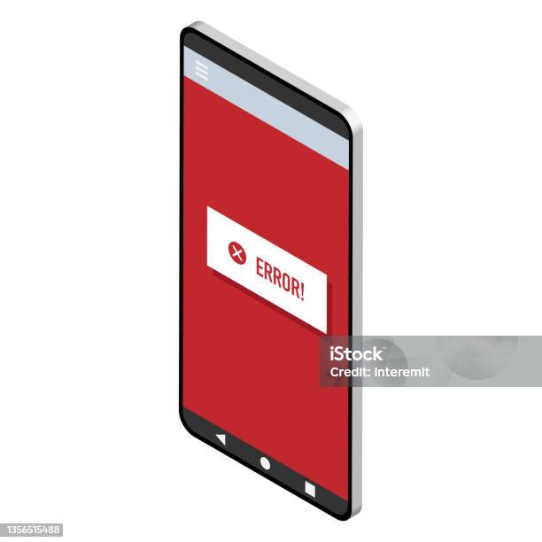 Phone Error Template Smartphone Shows Alert Message Error Vector Illustration Stock ...