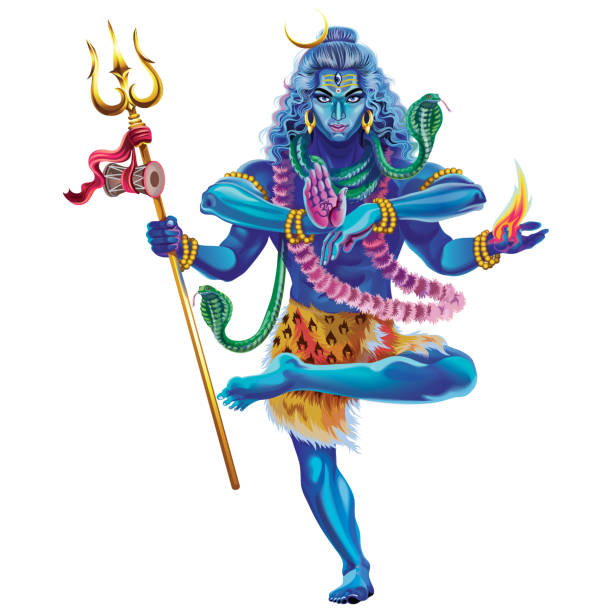 ilustrações de stock, clip art, desenhos animados e ícones de god shiva on a white background - indian god