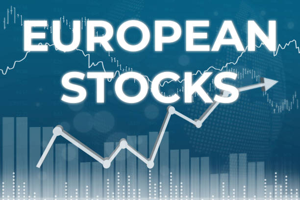 istock Word European Stocks on blue background from graphs, charts. 3D render 1356518792