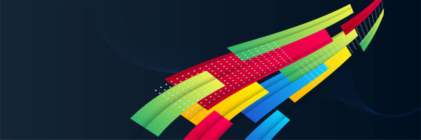 istock Abstract colorful background banner with wave curve red green blue yellow ribbon. Vector abstract graphic design banner pattern background template. 1356520949