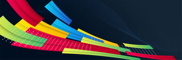 istock Abstract colorful background banner with wave curve red green blue yellow ribbon. Vector abstract graphic design banner pattern background template. 1356521039
