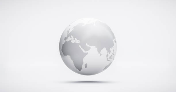 global earth planet illustration 3d graphic or blank world map sign and geography globe shape modern sphere icon design isolated on white background with international cartography worldwide continent. - objects with clipping paths continent 3d render map fotografías e imágenes de stock
