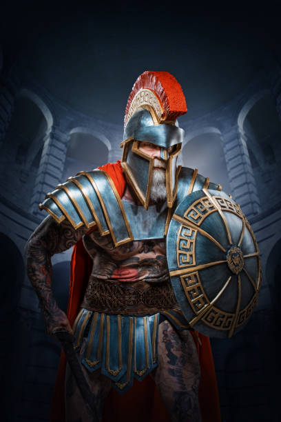 istock A senior bearded Warrior Gladiator holding a weapon 1356522106