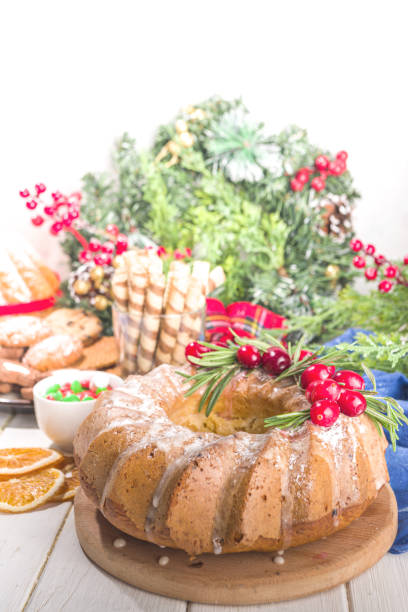 istock Christmas fruitcake with cranberry 1356524804