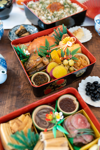 Traditional Japanese New Years food. Okayama, Japan
