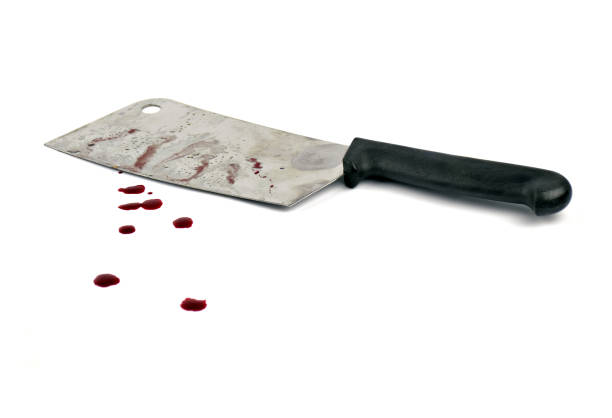 istock A Knife with blood on white background. 1356526028