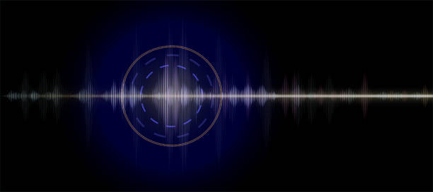 istock Digital Sound Waves in blue,purple,pink,orange,Technology or earthquake wave on black background,Vector futuristic abstract of dynamic music visualization, Design for music industry in multicolour 1356529322