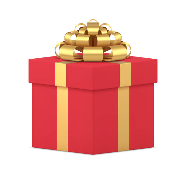 istock Realistic red gift box with metallic golden bow ribbon 3d vector illustration 1356532405
