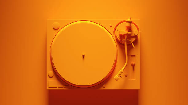 Orange Turntable Post-Punk Record Player with Orange Background Orange Turntable Post-Punk Record Player with Orange Background 3d illustration render britain british audio stock pictures, royalty-free photos & images