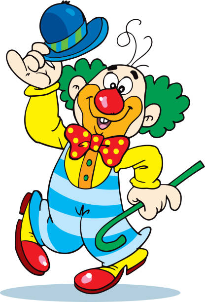 A colorful cheerful clown A colorful cheerful clown cartoon joker stock illustrations
