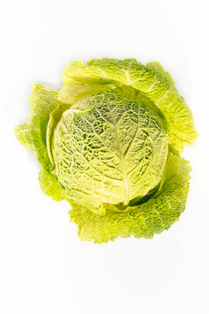 istock Savoy cabbage on a white background isolate. Top view. Vertical photography 1356537360