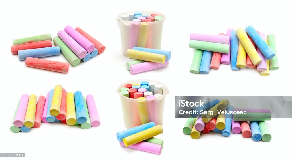 Multicolored crayons for children's creativity Multicolored crayons for children's creativity isolated on white background Chalk - Art Equipment Stock Photo
