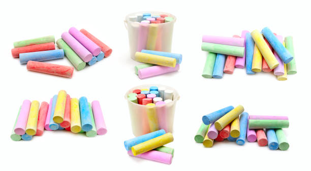 Multicolored crayons for children's creativity stock photo