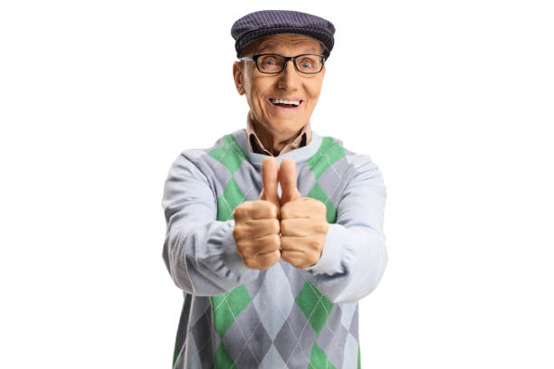 istock Elderly smiling man showing both thumbs up 1356538419