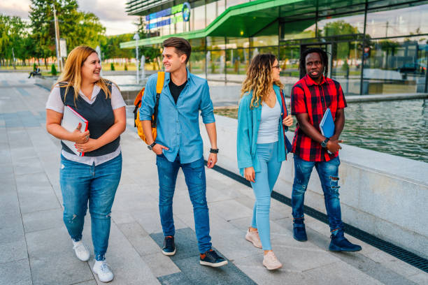 istock Friends walking in university campus 1356539550