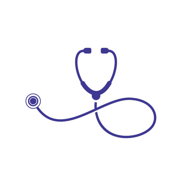 stethoskop zeichen medizinischer vektor logo design. - stethoskop stock-grafiken, -clipart, -cartoons und -symbole