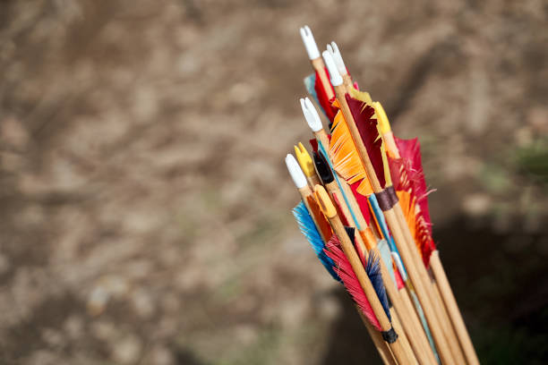 Arrows hit the target, no people.