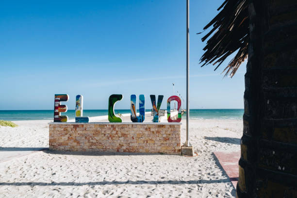 istock Tourist sign for El Cuyo resort 1356545034