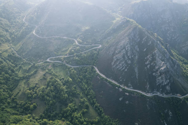 Fog lifts off from mountain ranges in the Pyrenees