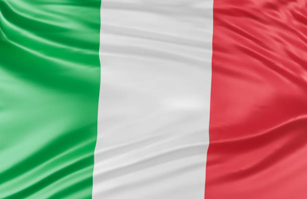 istock Beautiful Italy Flag Wave Close Up on banner background with copy space.,3d model and illustration. 1356545690