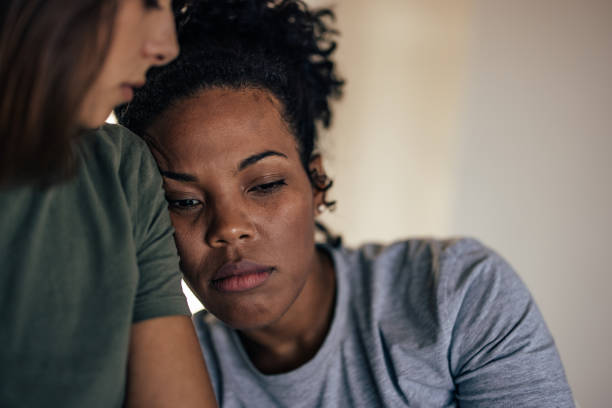istock Sad african-american woman, sharing her problems 1356546076