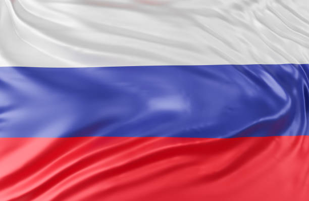 istock Beautiful Russian Federation Flag Wave Close Up on banner background with copy space.,3d model and illustration. 1356546285