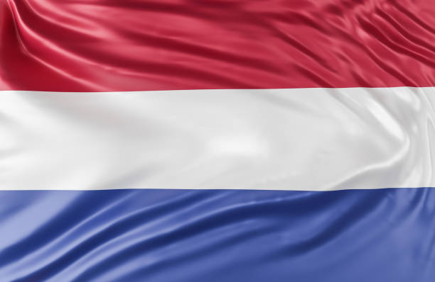 istock Beautiful Netherlands Flag Wave Close Up on banner background with copy space.,3d model and illustration. 1356546310