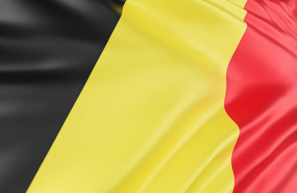 istock Beautiful Belgium Flag Wave Close Up on banner background with copy space.,3d model and illustration. 1356546450