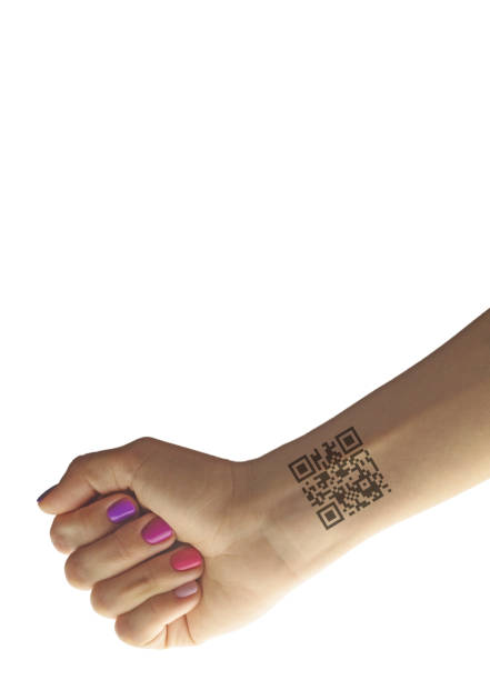 istock The woman shows the qr code with the word 