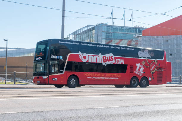 bus of onnibus.com finnish express coach operator. - bus coach bus travel red imagens e fotografias de stock