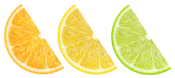istock Orange, lemon and lime halves on white 1356550440