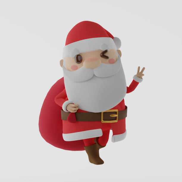 istock 3D Render Santa Claus with red gift bag on white background. 1356553581
