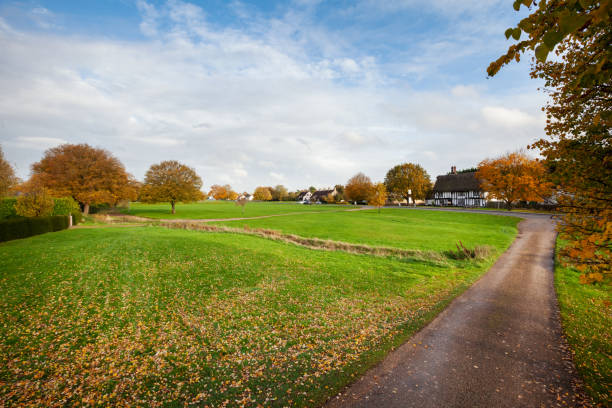 istock Blue sky over Barrington Green, Cambridge, UK 1356558926