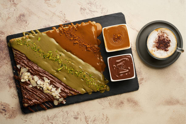 Crepe with Mix sauces  coffee latte
