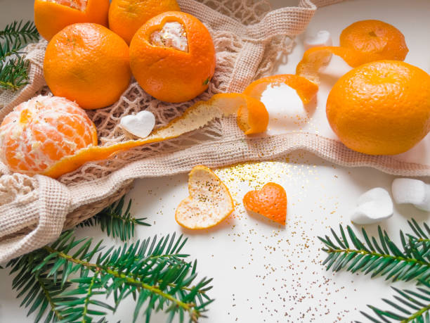 istock Christmas still life with tangerines and spruce branch 1356562554