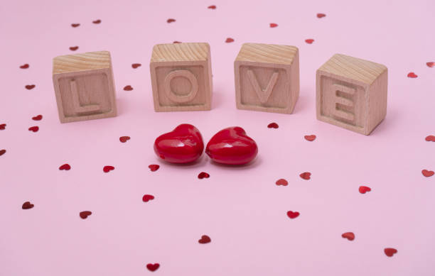 istock Love word and two hearts 1356563702
