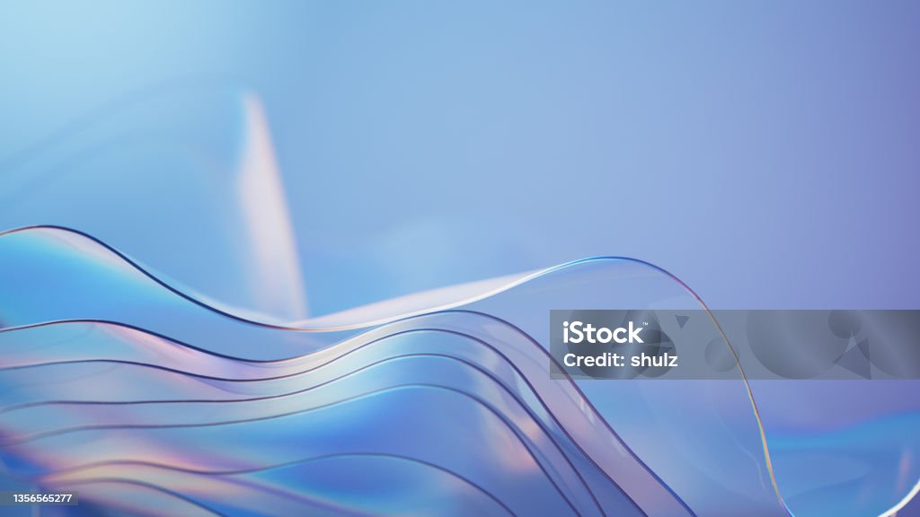 Modern Abstract Wavy Background 3D glass wavy background. Science fiction or information technology concept. Abstract Stock Photo