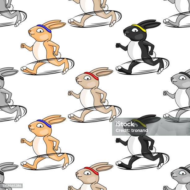 Running Rabbit In White Running Rabbits On White Background Stock Illustration - Download Image ...