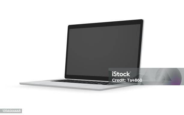 Front View Computer Realistic Perspective Front View Modern Pro Laptop Computer With ...