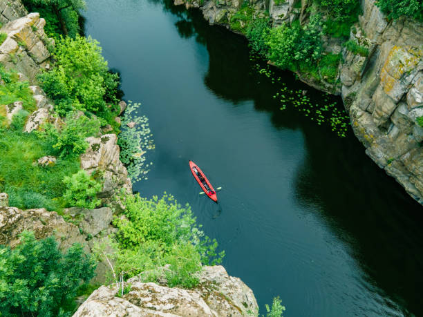 istock overhead top view of kayak in canyon 1356566747