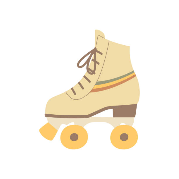 Roller shoes isolate on a white background Roller shoes isolate on a white background. Hand-drawn vector illustration in retro style. 60s style dresses stock illustrations