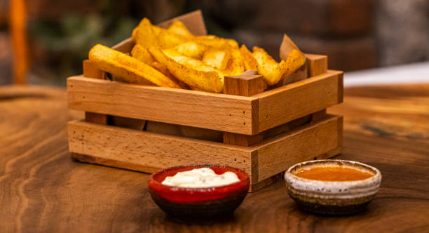 French fries ketchup and mayonnaise