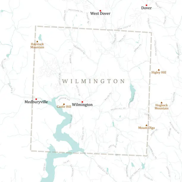 Vector illustration of VT Windham Wilmington Vector Road Map