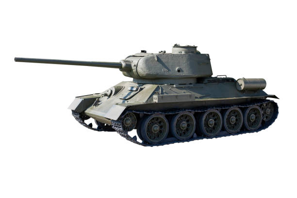 istock soviet tank from the second world war T 34 85 isolated on white background. Old military vehicle 1356571989