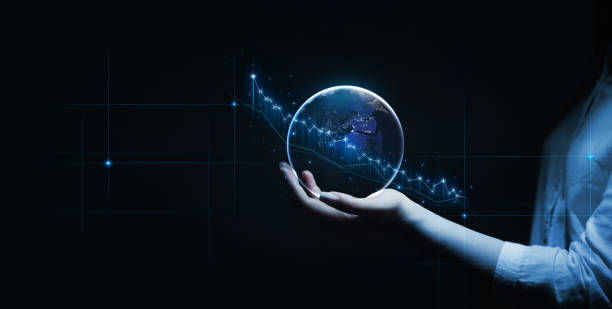 istock Growth of cryptocurrencies and global stocks.Development to  success. 1356572340