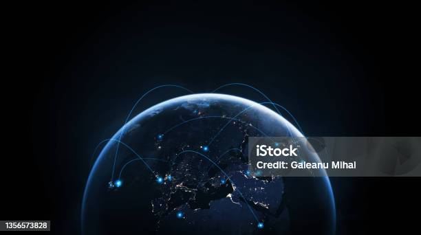 Global Communication Network Stock Photo - Download Image Now - Metaverse, Globe - Navigational Equipment, Planet - Space